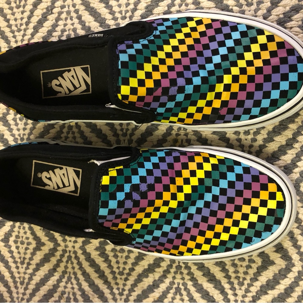 Multi color vans in good condition.